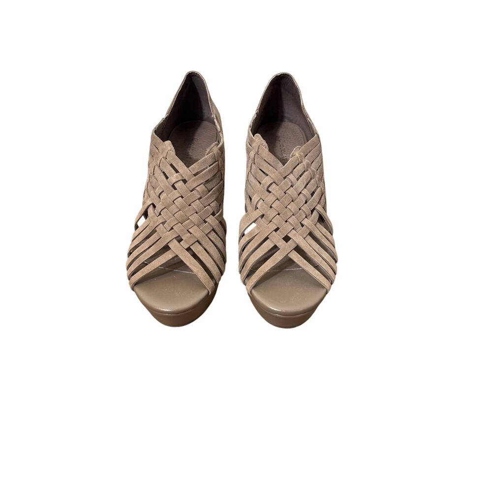 NWT Chocolat Blue Brown Weave Wedges Sz 6.5